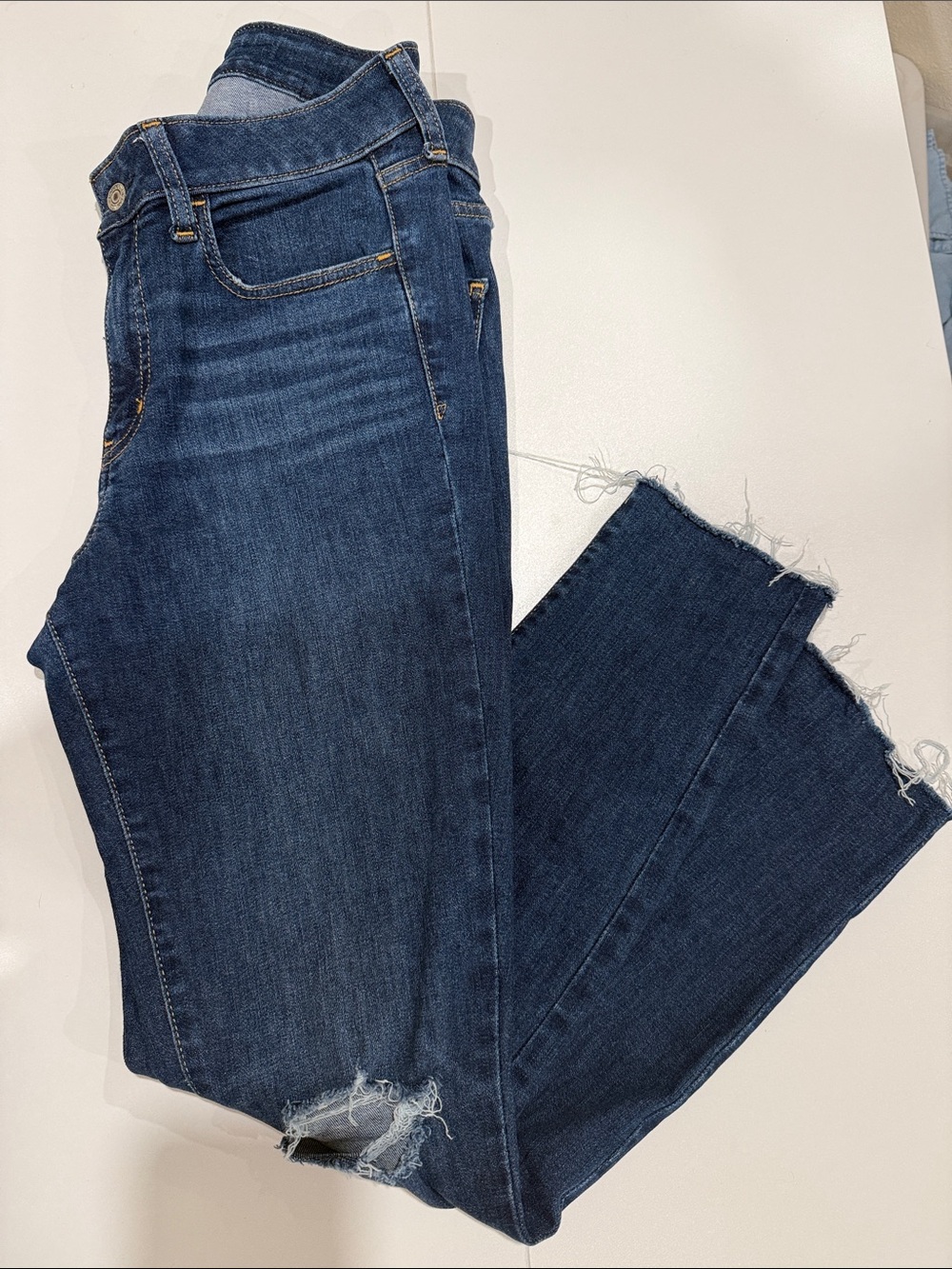 GAP Dark Blue Flared Jeans with Raw Hem